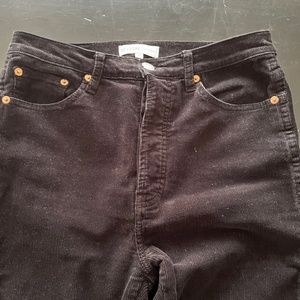 Re/Done Black Corduroy Skinny Straight Leg Pants